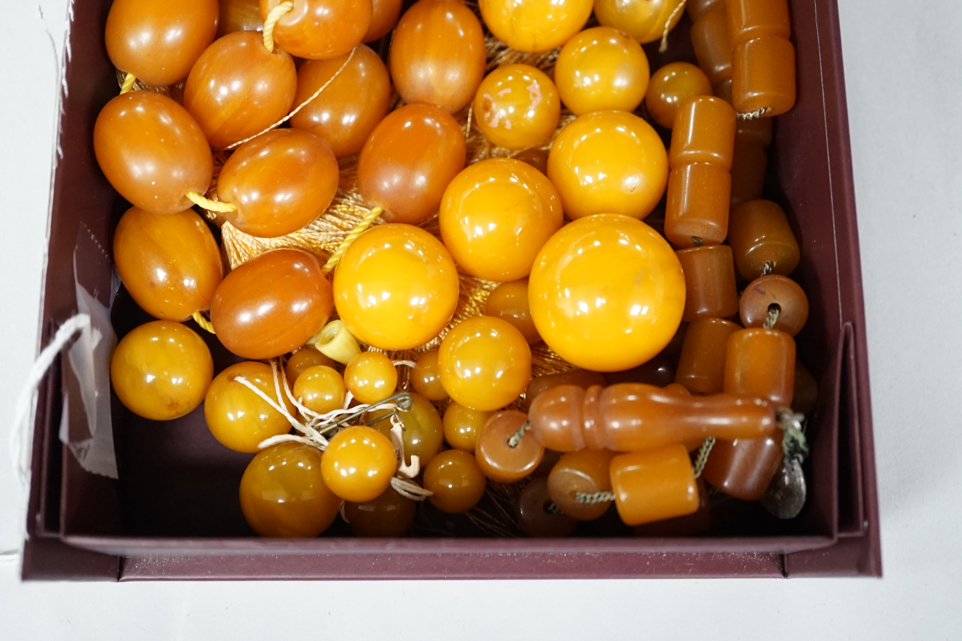 Assorted simulated amber beads. Condition - poor to fair